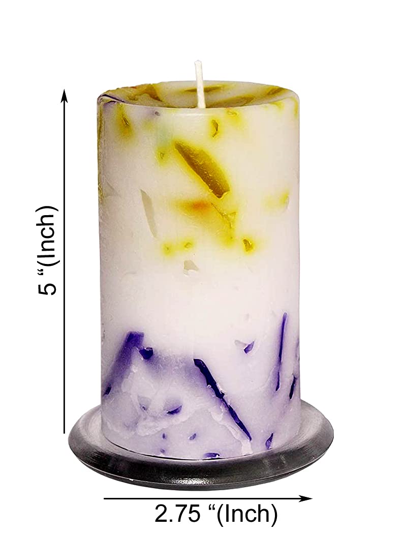 Pure Indian Candle Handmade Citronella & Camphor Scented Designer Multi Chunk Wax Pillar Candle PICPC3009 (Burn Time 50 hrs.)